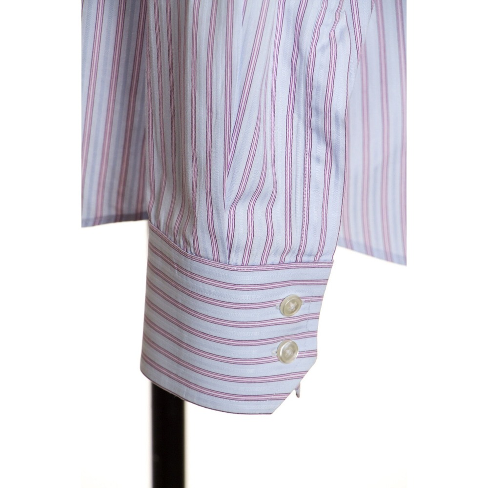 Hugo Boss Mens 16" x 34-35" Light Blue Striped LS‎ Button Front Shirt - Picture 4 of 8